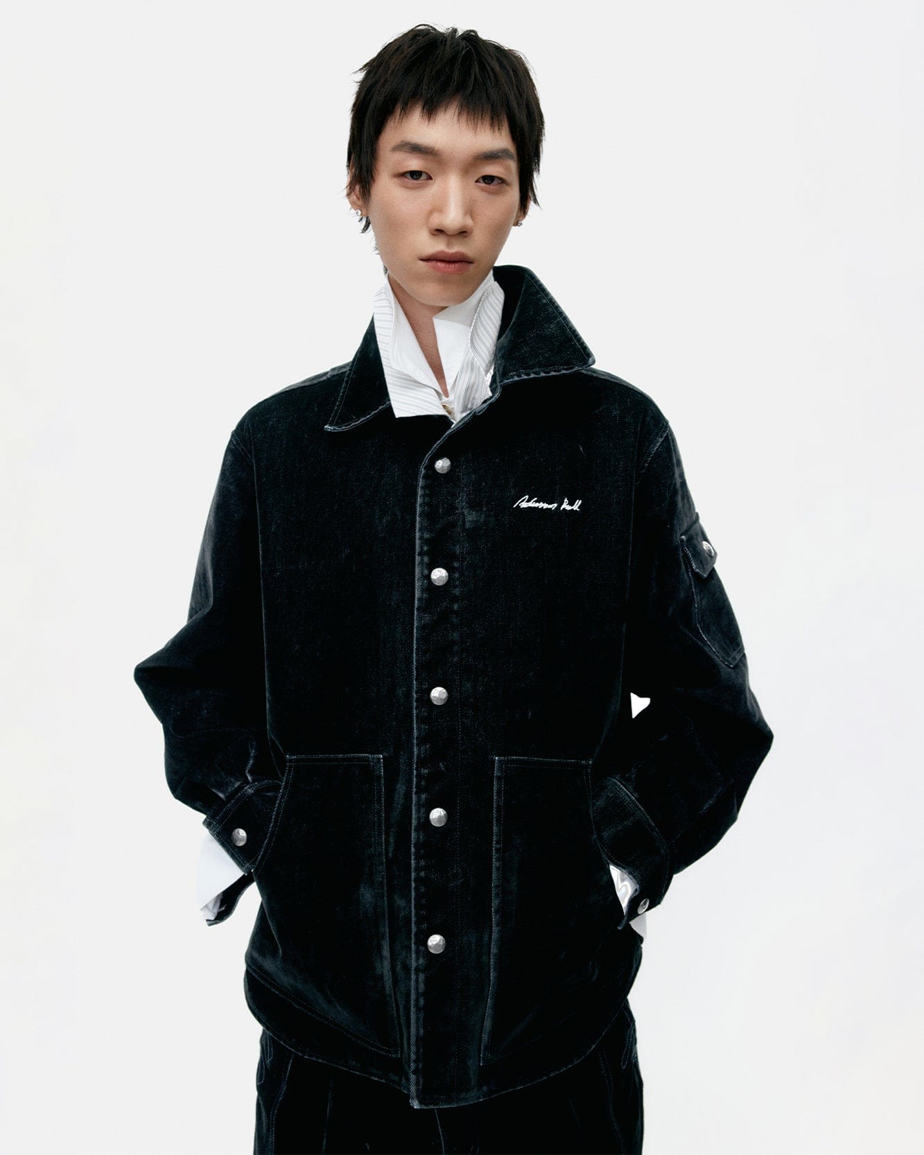 기타 PADDED VELVET DENIM SHIRT atb1374m(BLACK)