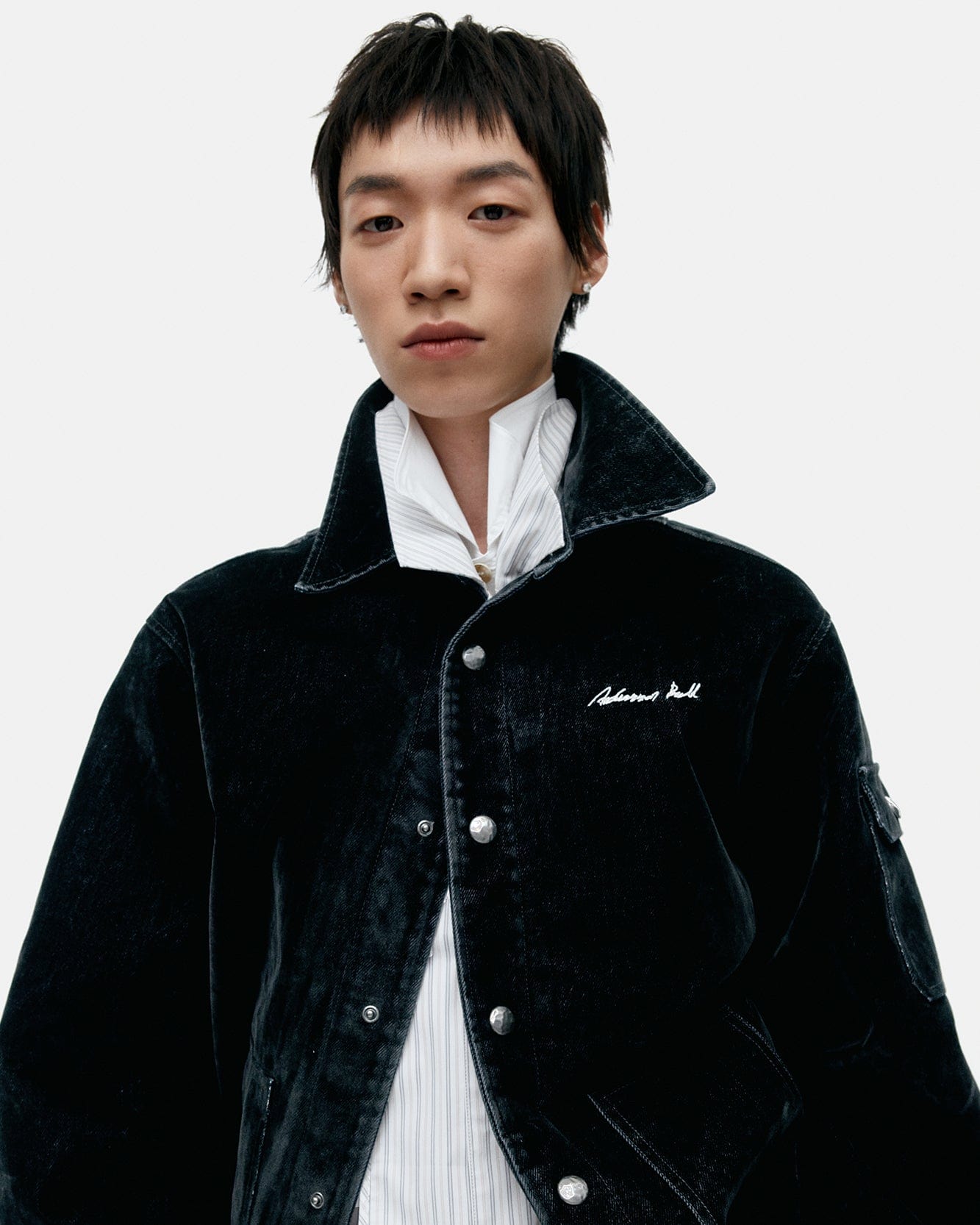 기타 PADDED VELVET DENIM SHIRT atb1374m(BLACK)