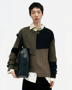 기타 PATCHWORK ASYMMETRIC CREWNECK SWEATER atb1330m(MULTI)