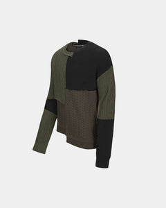 기타 PATCHWORK ASYMMETRIC CREWNECK SWEATER atb1330m(MULTI)