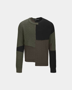 기타 PATCHWORK ASYMMETRIC CREWNECK SWEATER atb1330m(MULTI)