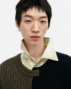 기타 PATCHWORK ASYMMETRIC CREWNECK SWEATER atb1330m(MULTI)