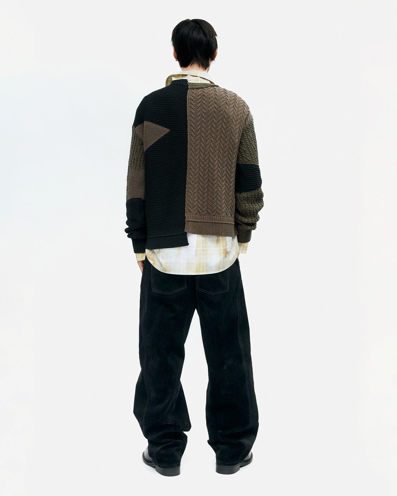기타 PATCHWORK ASYMMETRIC CREWNECK SWEATER atb1330m(MULTI)