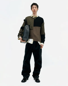 기타 PATCHWORK ASYMMETRIC CREWNECK SWEATER atb1330m(MULTI)