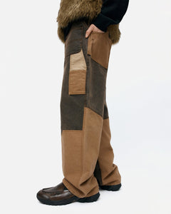 기타 PATCHWORK CARPENTER WIDE-LEG JEANS apa839m(BROWN)