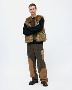 기타 PATCHWORK CARPENTER WIDE-LEG JEANS apa839m(BROWN)