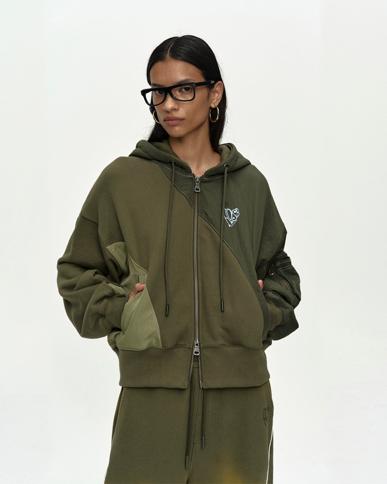 PATCHWORK MA-1 HOODIE ZIP UP atb1507w(KHAKI) – Andersson Bell