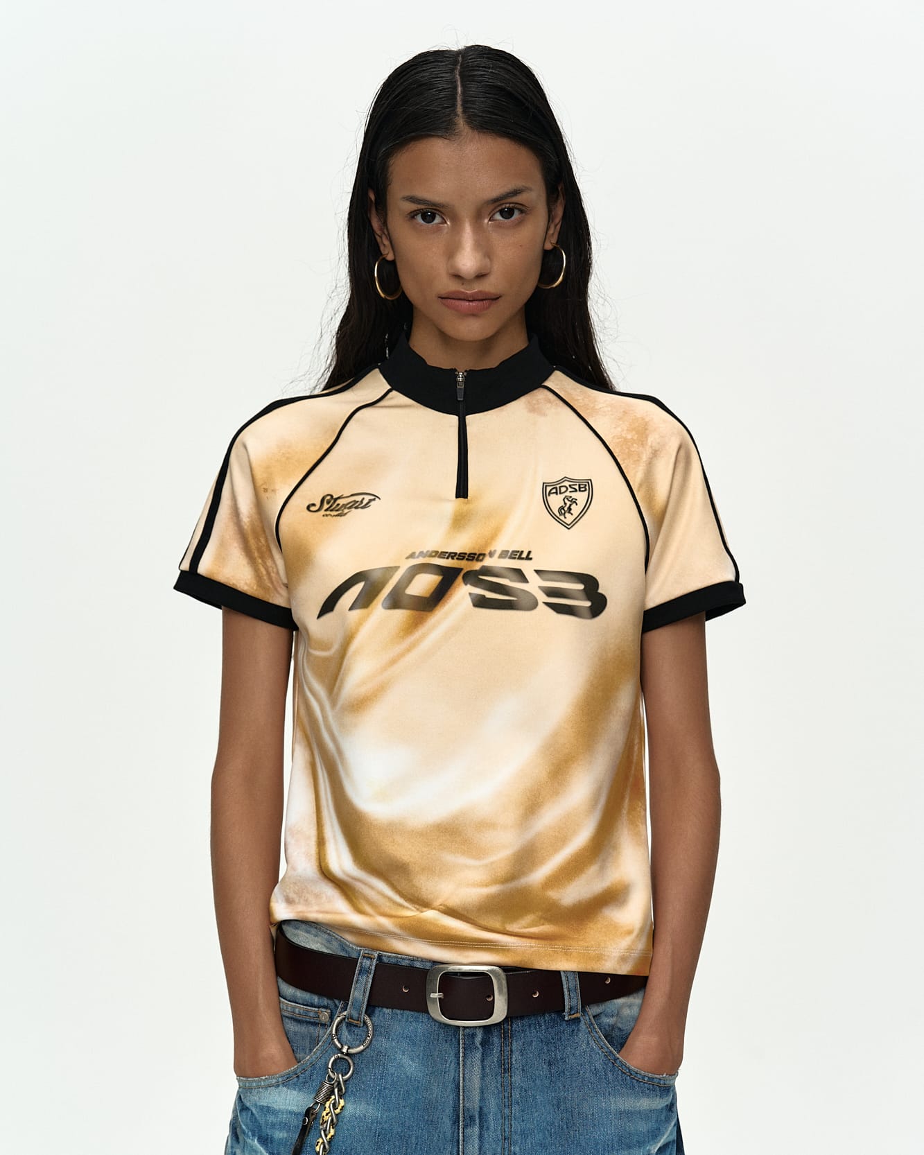 PRINTED FOOTBALL ZIP-UP TOP atb1489w(GOLD) – Andersson Bell