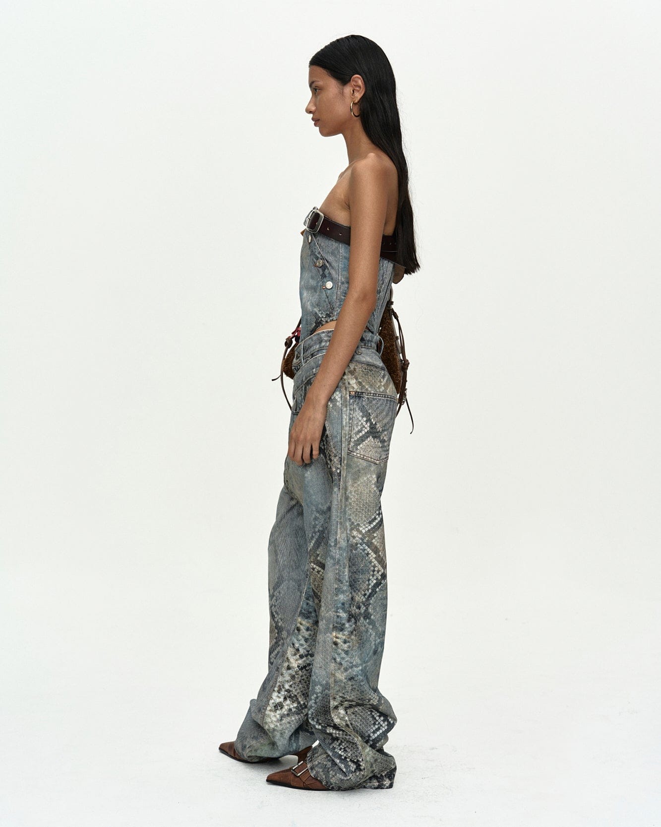 [RESTOCK] PYTHON FADE DENIM PRINTED OVERLAY JEANS apa881w(BLUE ...