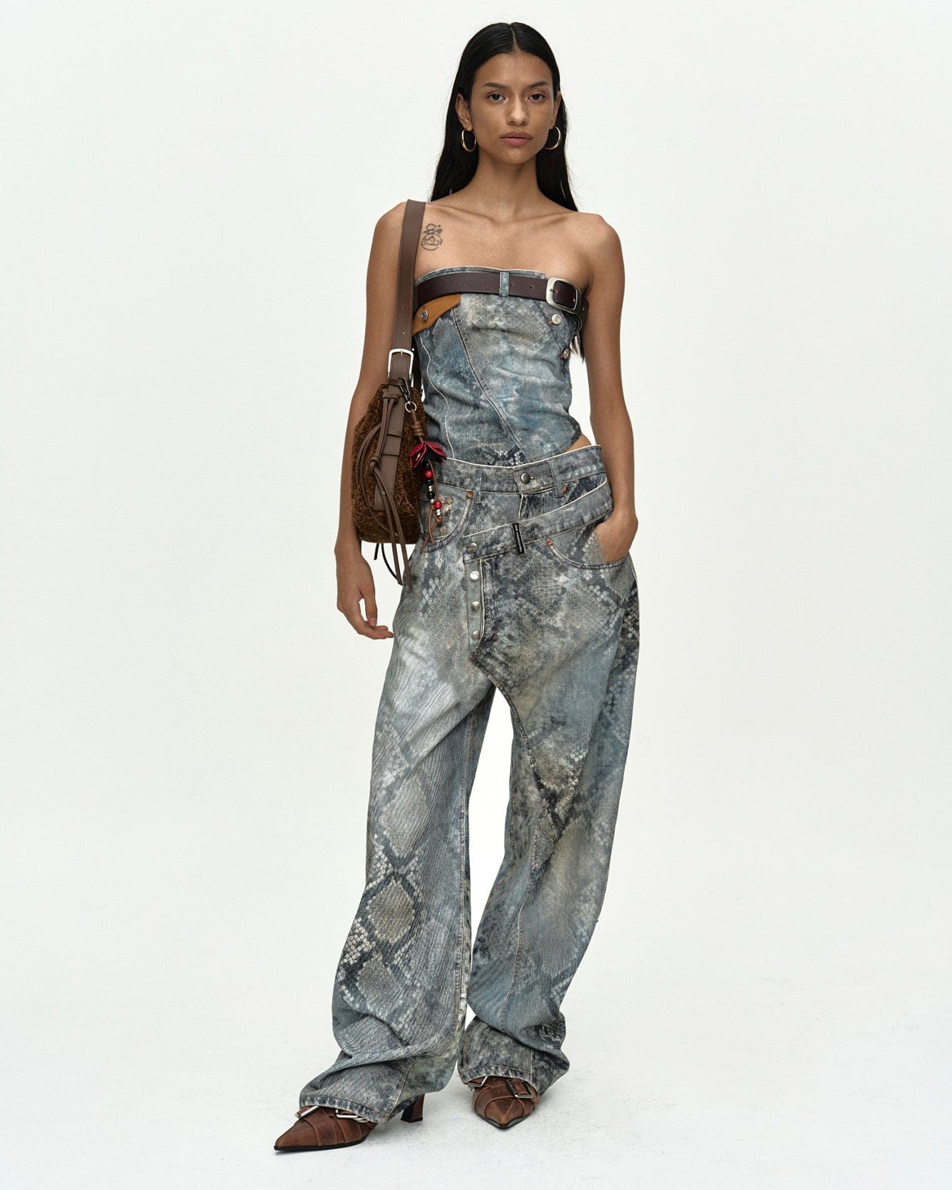 PYTHON FADE DENIM PRINTED TWIST BUSTIER atb1492w(BLUE) – Andersson Bell
