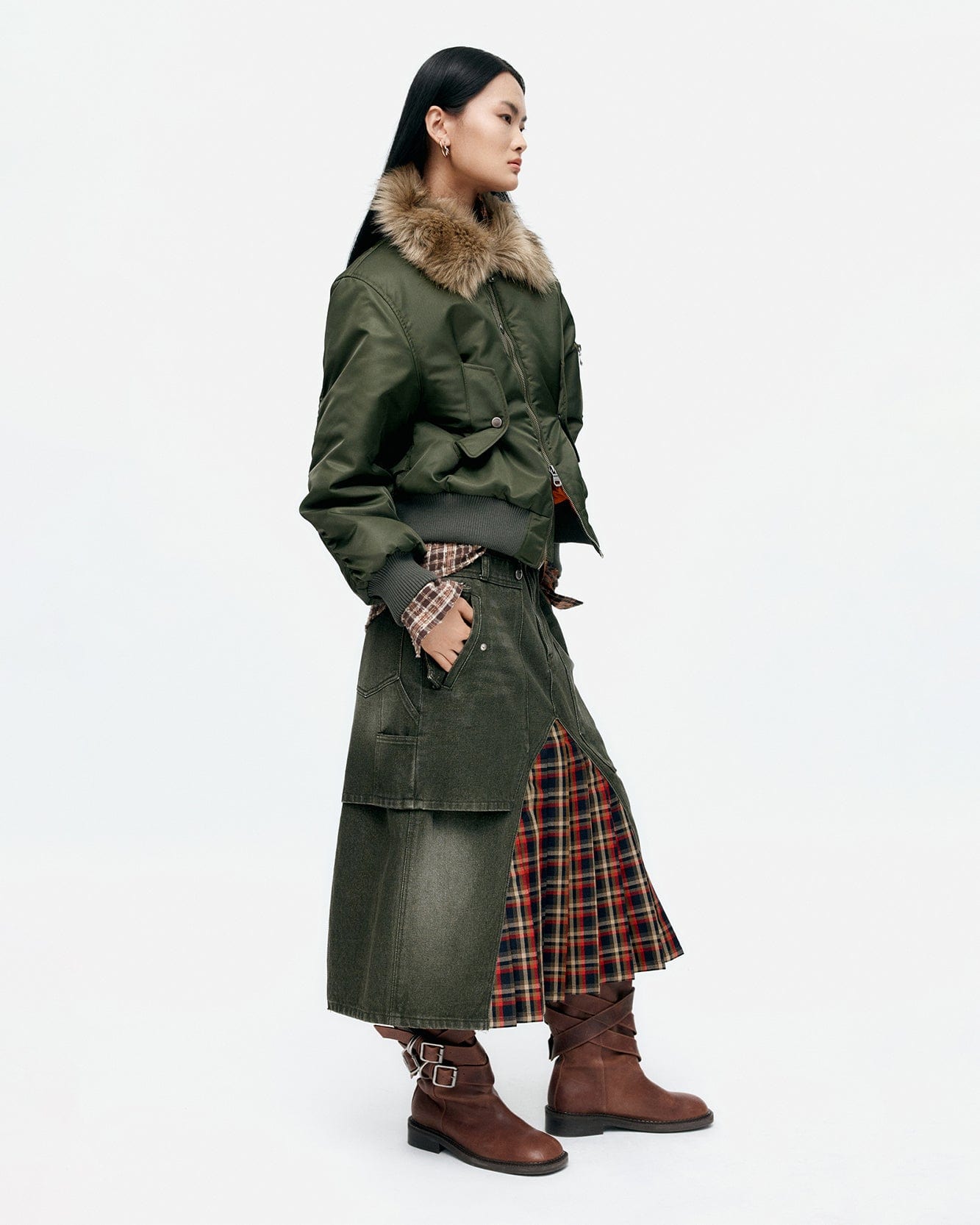기타 RAPTOR LAYERED PLEATS SKIRT apa860w(WASHED GREEN)