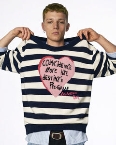 RESTOCK] BOYS HEART MESSAGE CREW-NECK SWEATER atb1453m(NAVY/IVORY