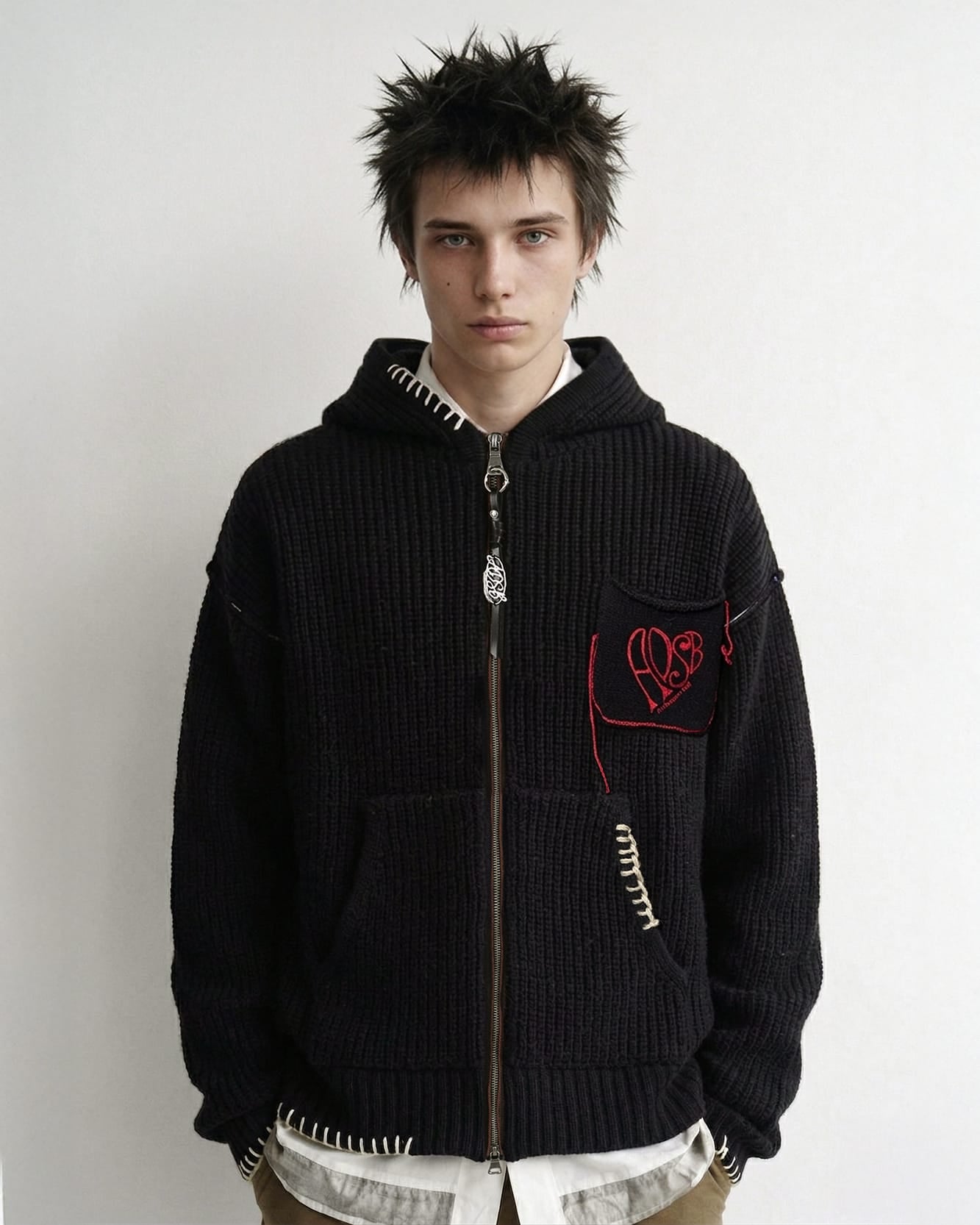 RESTOCK] UNISEX HEART LOGO HOOD ZIP-UP SWEATER atb1420u(BLACK