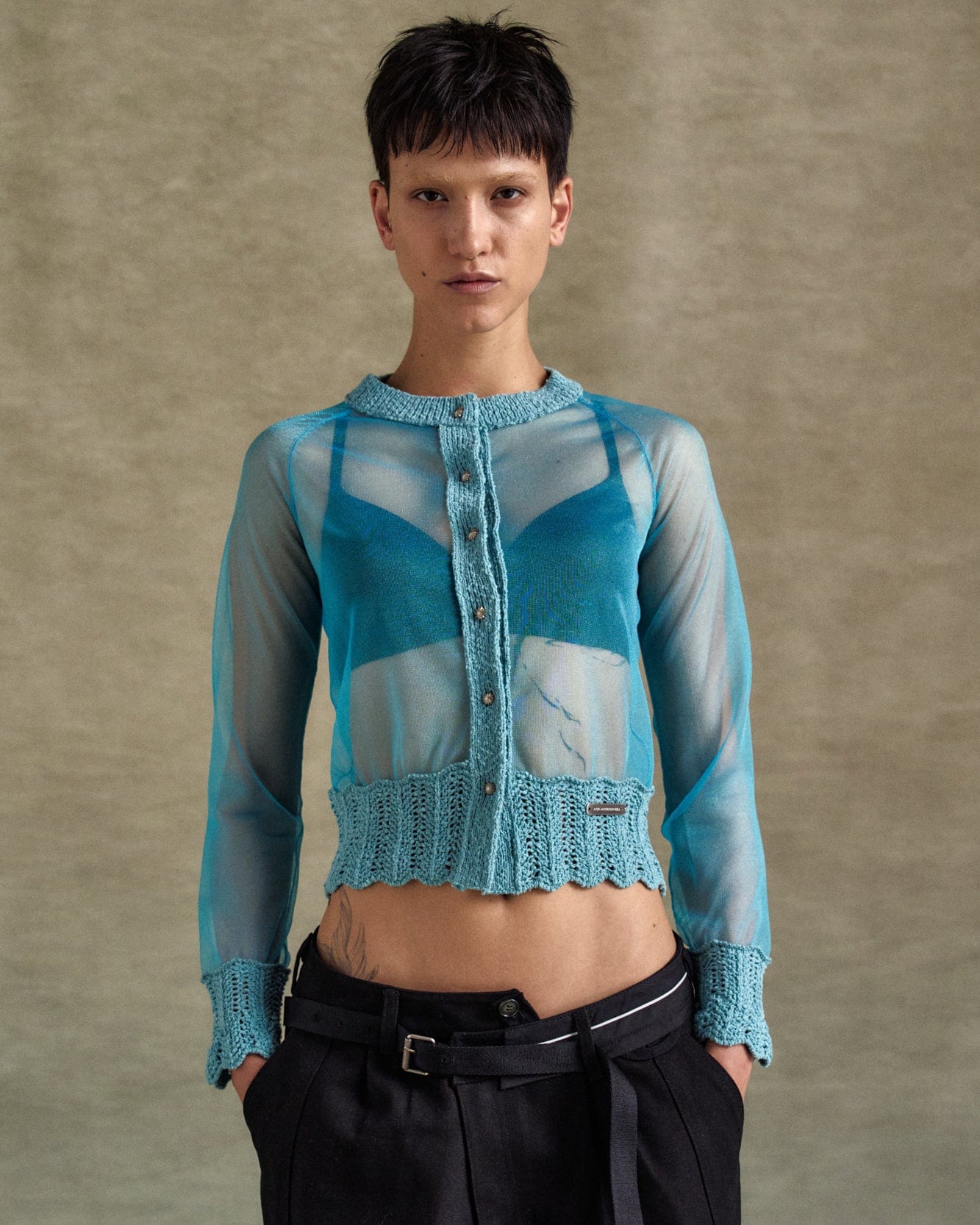 SHEER KNIT CARDIGAN atb1326w(BLUE) – Andersson Bell