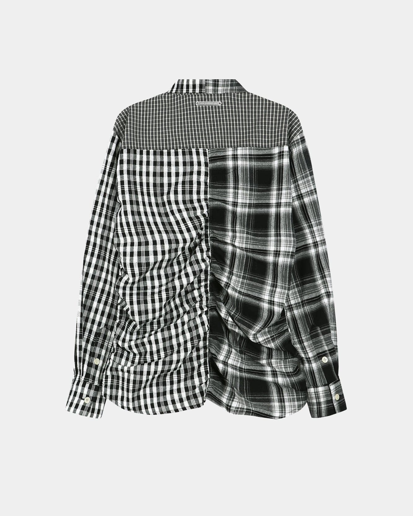 RESTOCK] [EXCLUSIVE] SHIRRED CHECK SHIRT atb1514w(BLACK