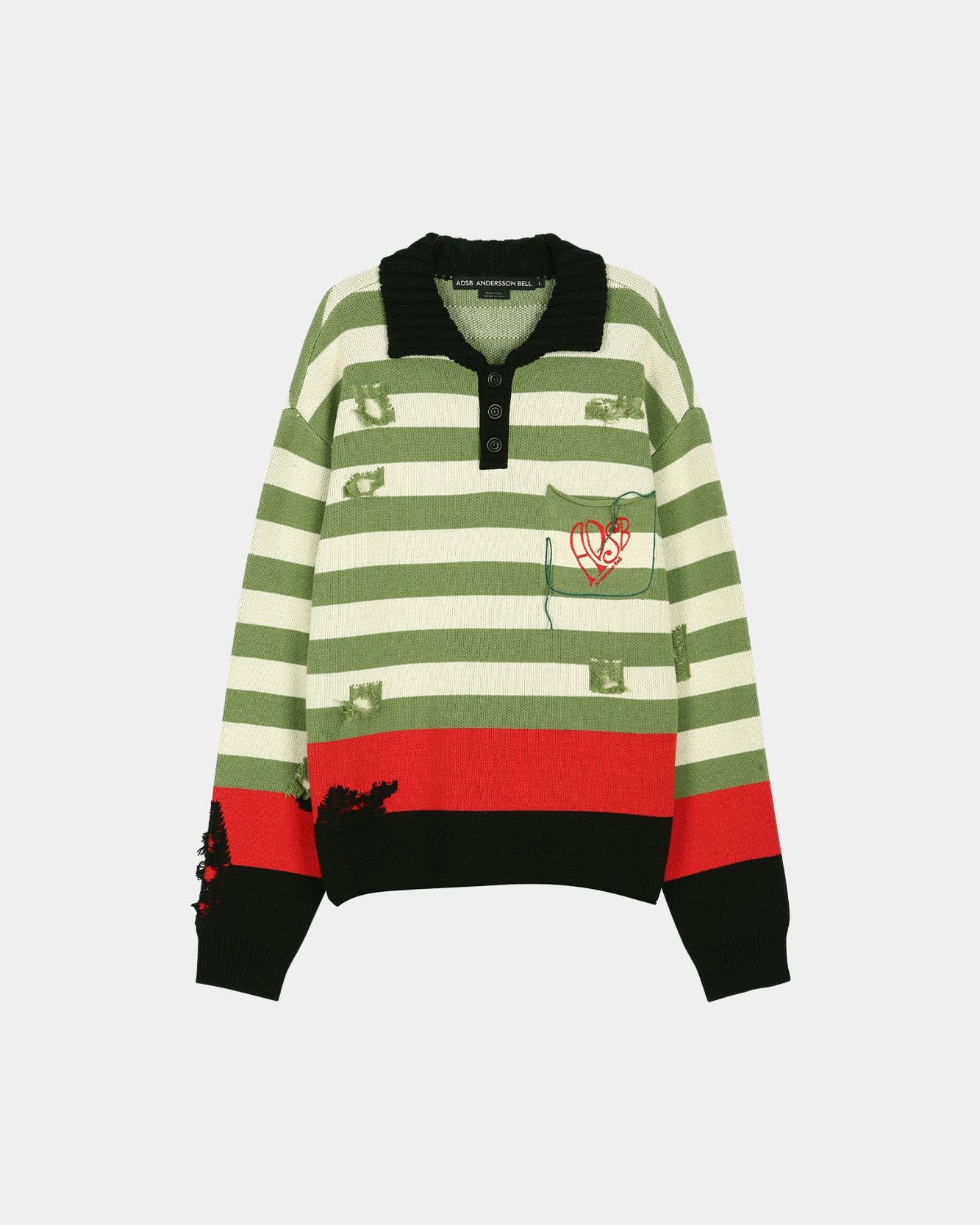 STRIPE DAMAGED POLO SWEATER atb1419m(MULTI) – Andersson Bell