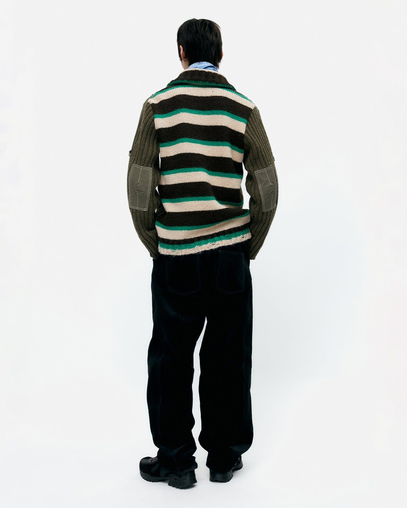 기타 STRIPE HIGH-NECK ZIP-UP SWEATER atb1344m(KHAKI)