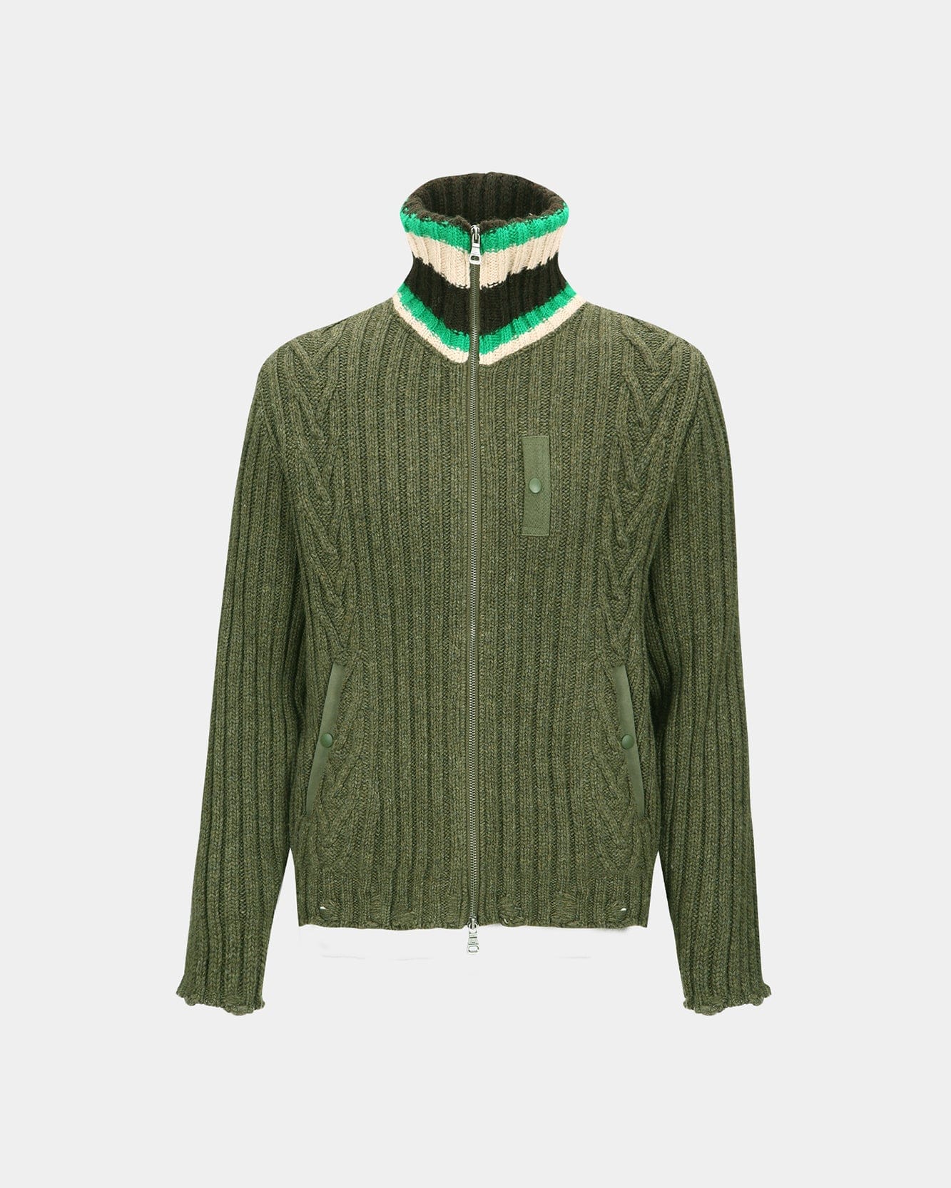 기타 STRIPE HIGH-NECK ZIP-UP SWEATER atb1344m(KHAKI)