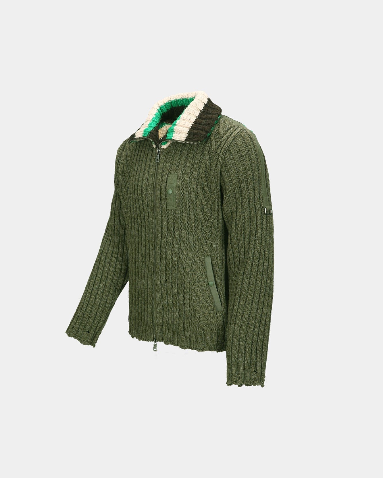 기타 STRIPE HIGH-NECK ZIP-UP SWEATER atb1344m(KHAKI)