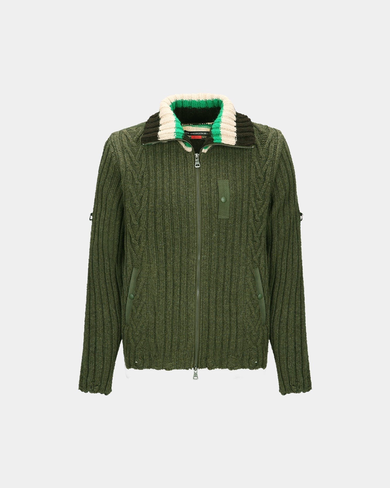 기타 STRIPE HIGH-NECK ZIP-UP SWEATER atb1344m(KHAKI)