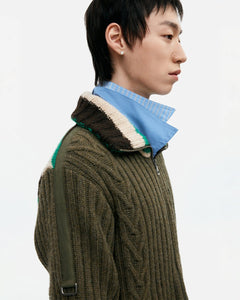 기타 STRIPE HIGH-NECK ZIP-UP SWEATER atb1344m(KHAKI)