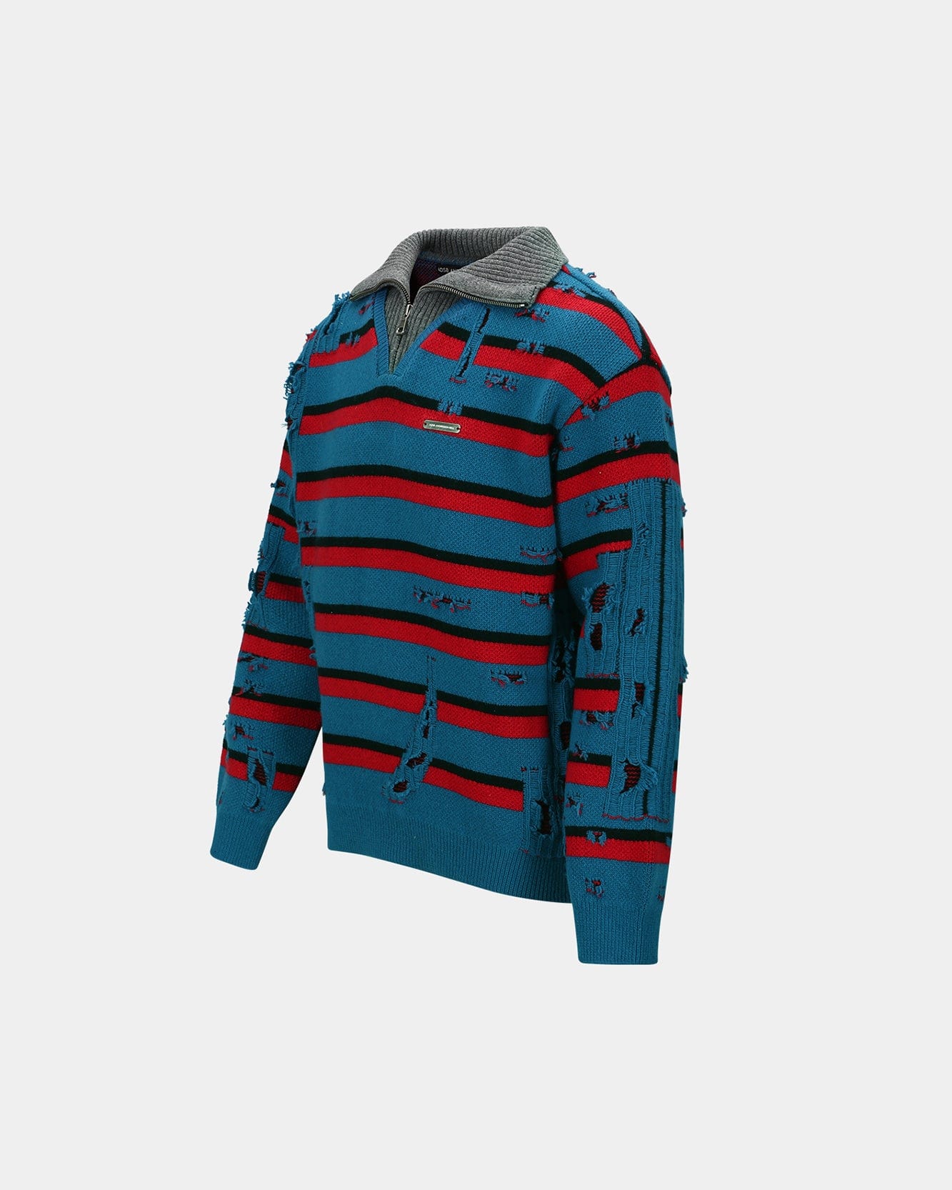 기타 STRIPE JACQUARD HALF ZIP-UP SWEATER atb1331m(BLUE/RED)