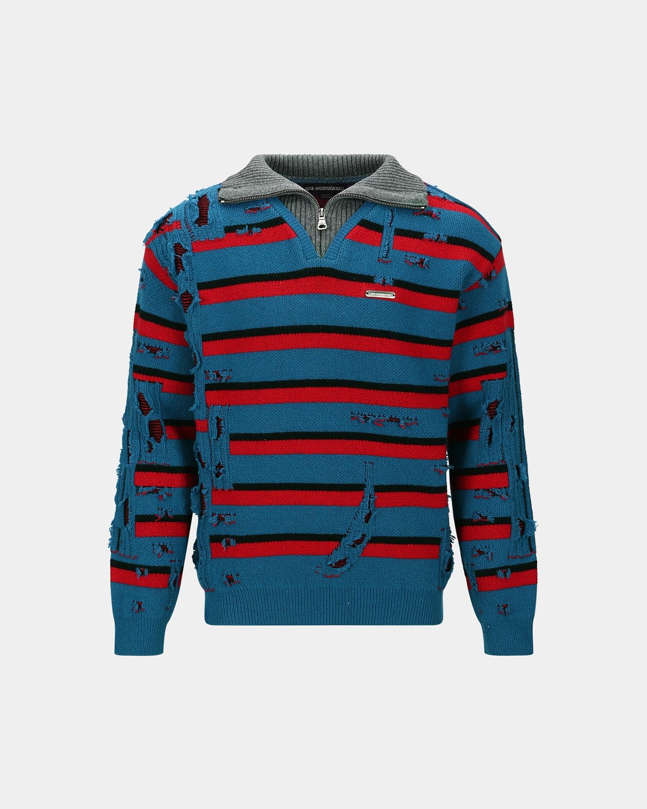 기타 STRIPE JACQUARD HALF ZIP-UP SWEATER atb1331m(BLUE/RED)