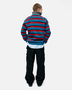 기타 STRIPE JACQUARD HALF ZIP-UP SWEATER atb1331m(BLUE/RED)