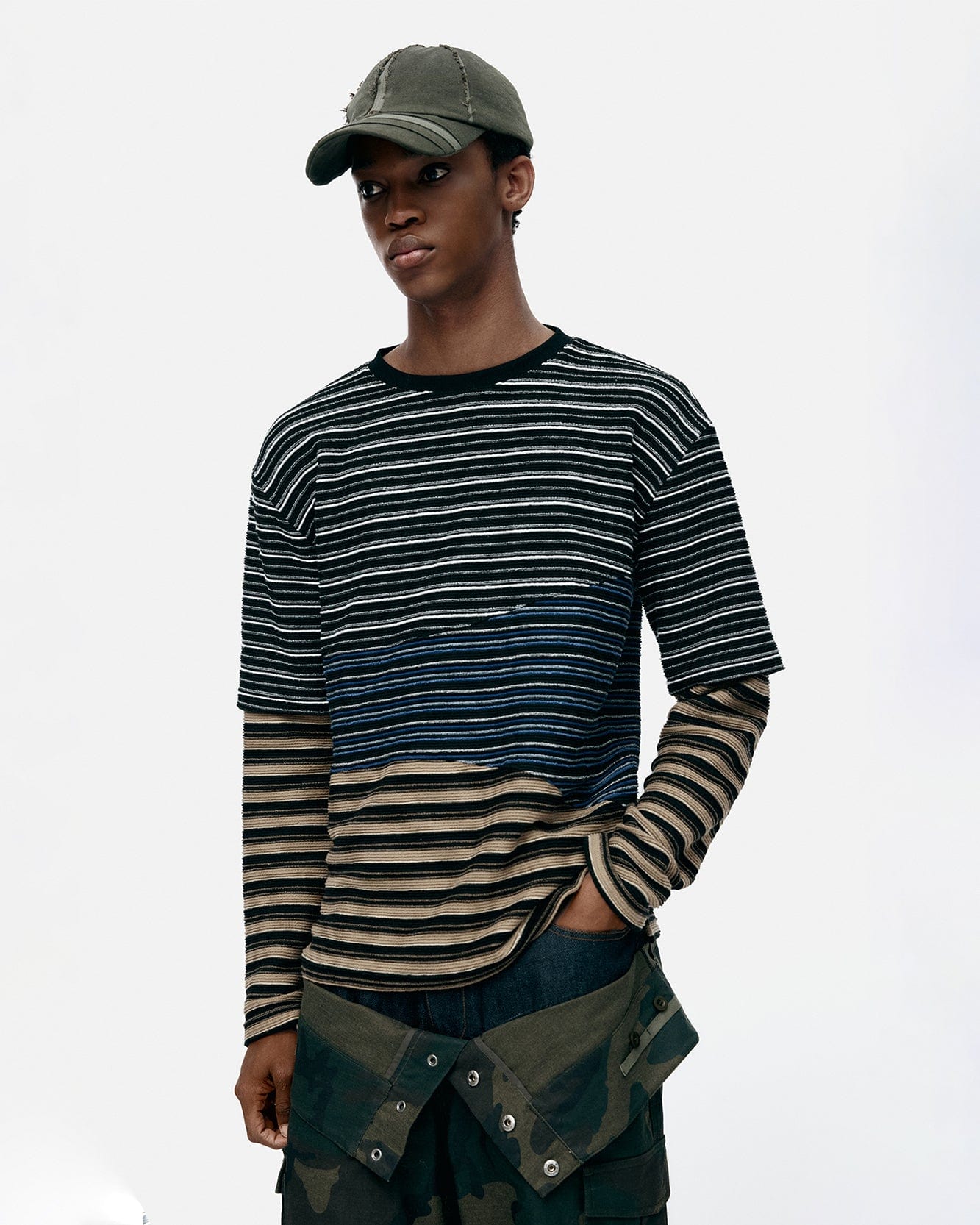 기타 STRIPE LAYERED SWEATSHIRTS atb1342m(MULTI)