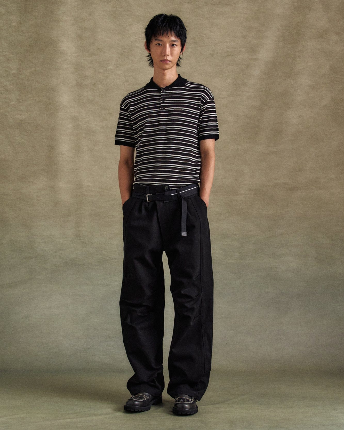 기타 STRIPE POLO SWEATER atb1286m(BLACK/BROWN)