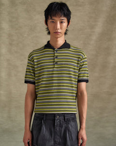 기타 STRIPE POLO SWEATER atb1286m(CHARCOAL/LIME)