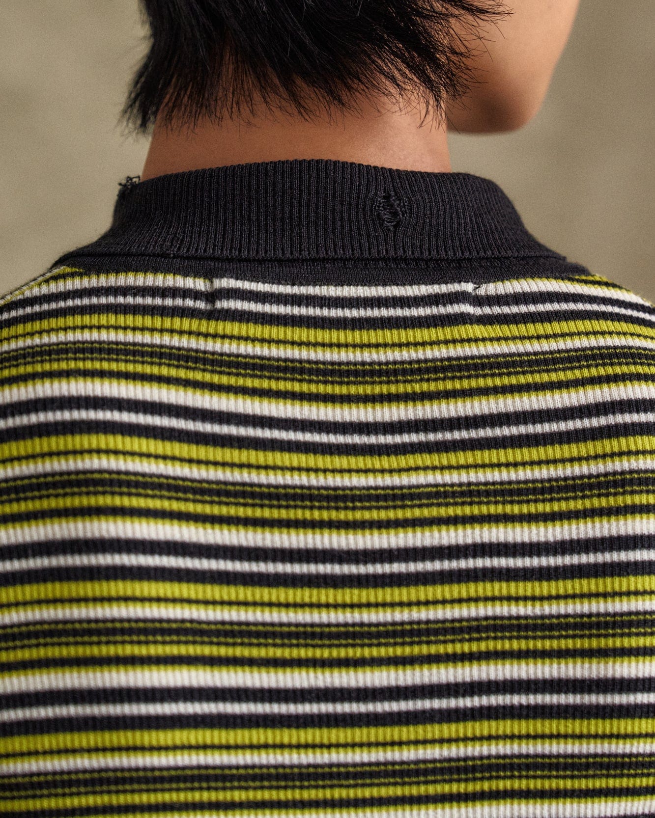 기타 STRIPE POLO SWEATER atb1286m(CHARCOAL/LIME)
