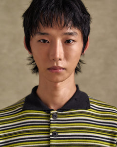 기타 STRIPE POLO SWEATER atb1286m(CHARCOAL/LIME)