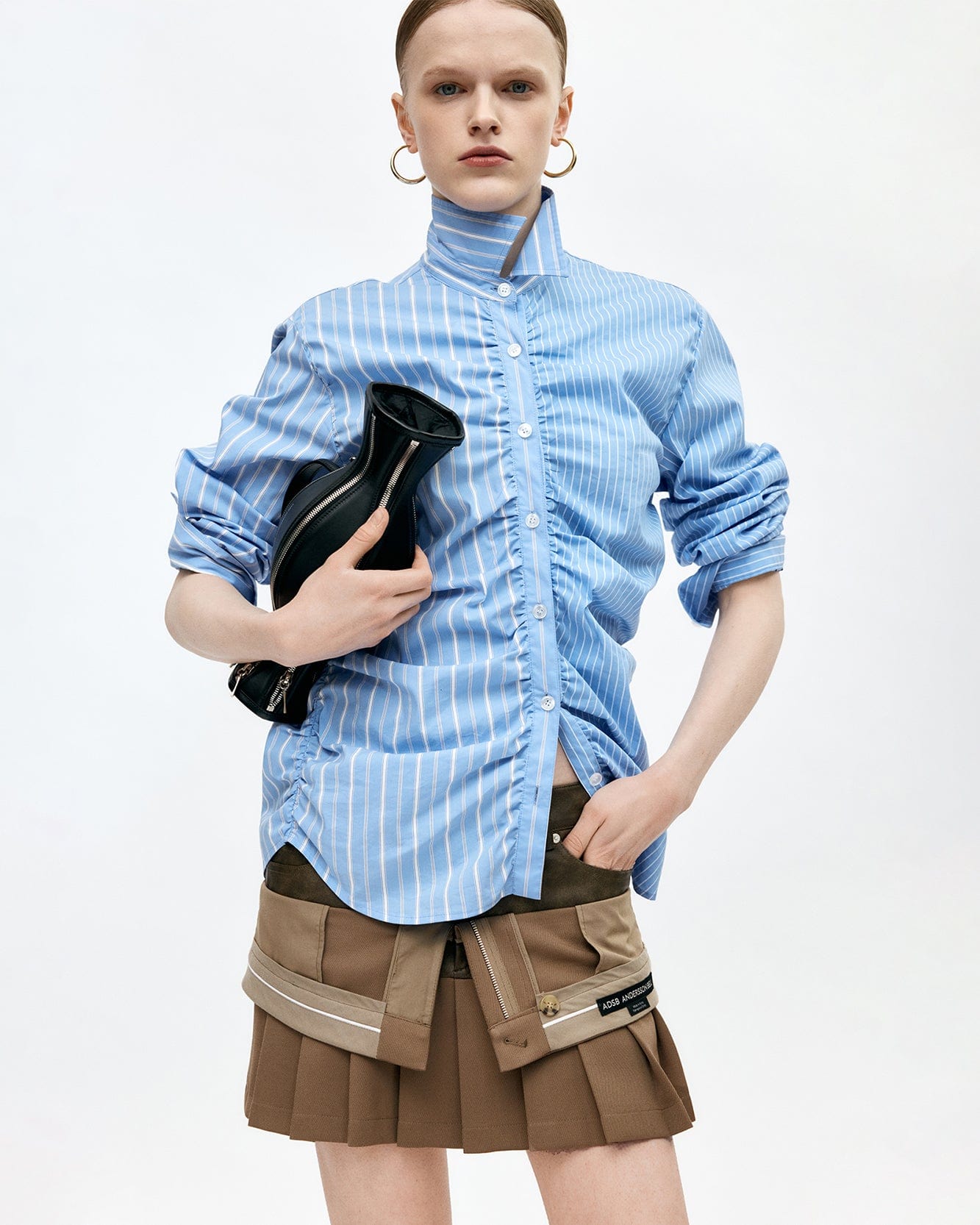 기타 STRIPE SHIRRING SHIRT atb1398w(BLUE)