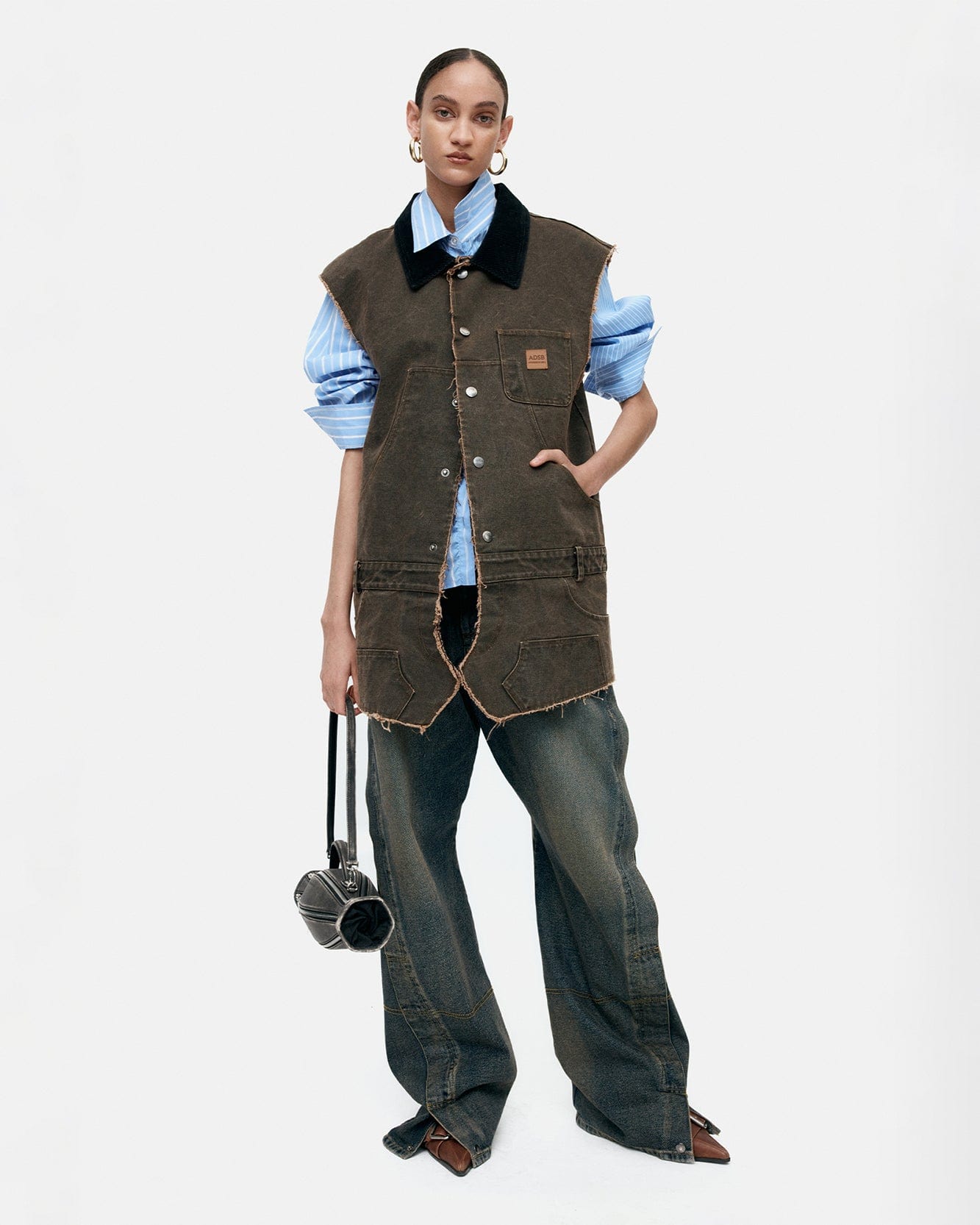 기타 STRIPE SHIRRING SHIRT atb1398w(BLUE)