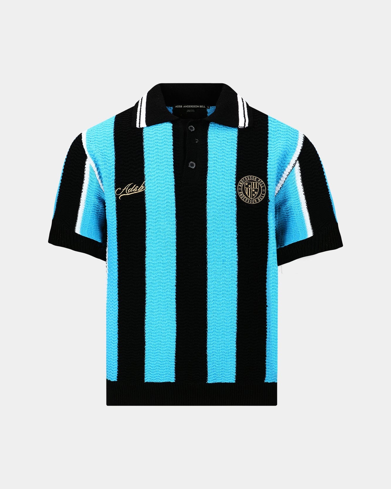 STRIPE SOCCER POLO SWEATER atb1325m(BLACK/BLUE) – Andersson Bell