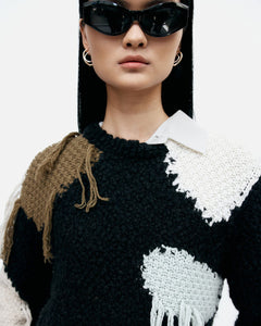 기타 SYLVIA ABSTRACT PATCHWORK SWEATER atb1365w(BLACK)