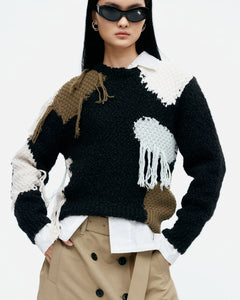 기타 SYLVIA ABSTRACT PATCHWORK SWEATER atb1365w(BLACK)