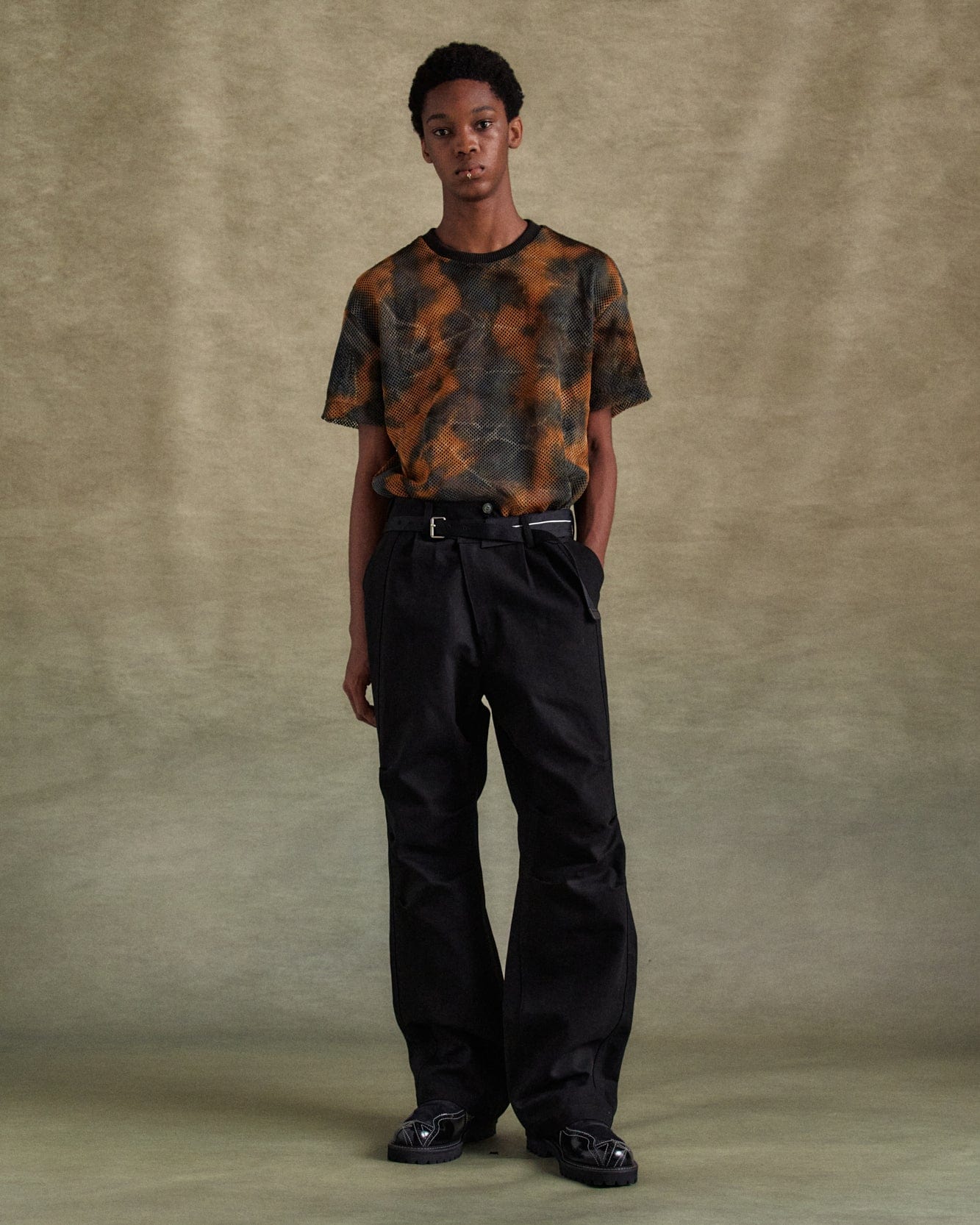 기타 TIE DYE MESH T-SHIRTS atb1323m(BLACK/ORANGE)