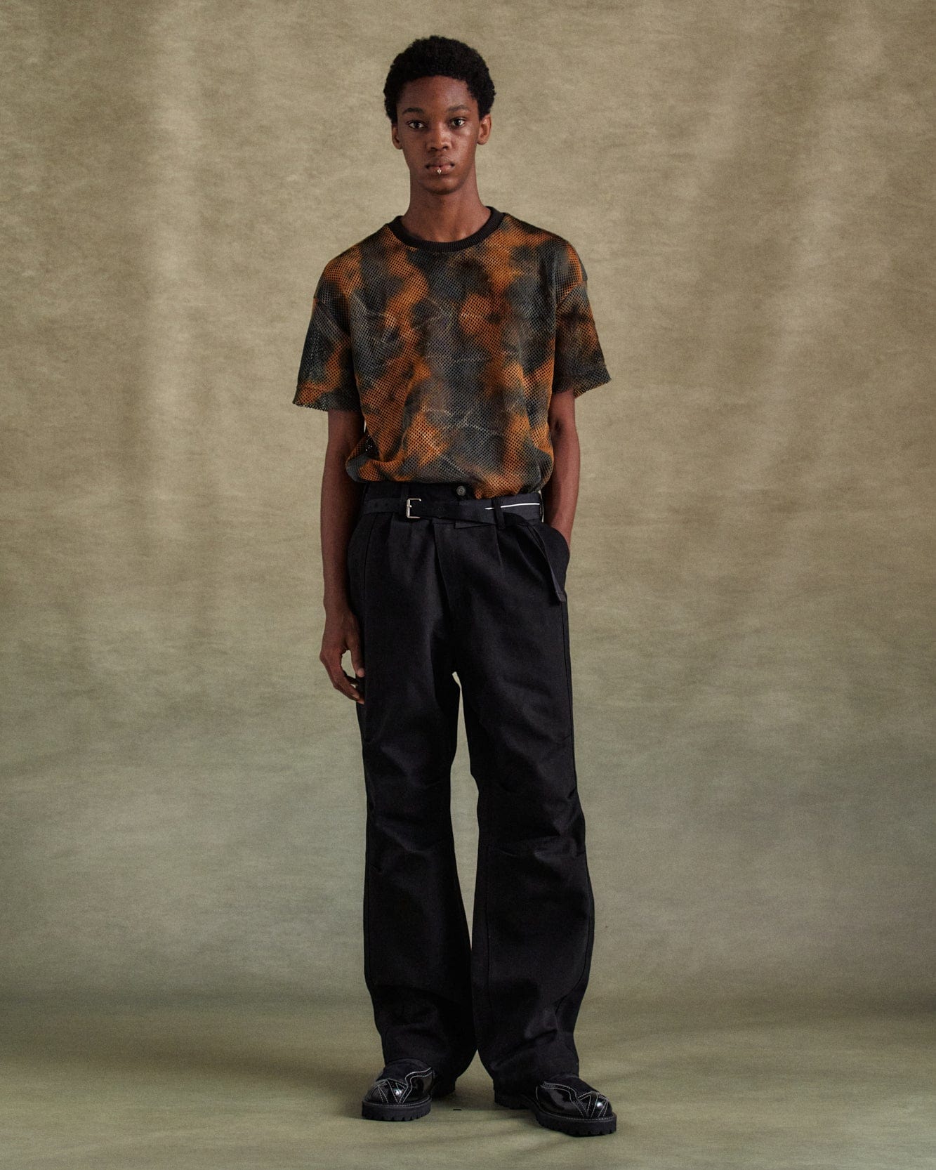 기타 TIE DYE MESH T-SHIRTS atb1323m(BLACK/ORANGE)