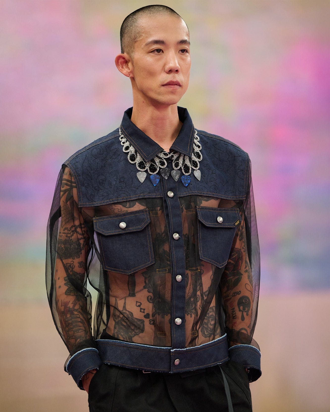 기타 TONNY DENIM SHEER JACKET awa695m(BLUE)