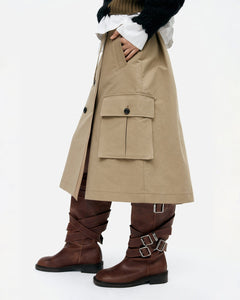 기타 TRENCH PLEATS SKIRT apa849w(KHAKI)
