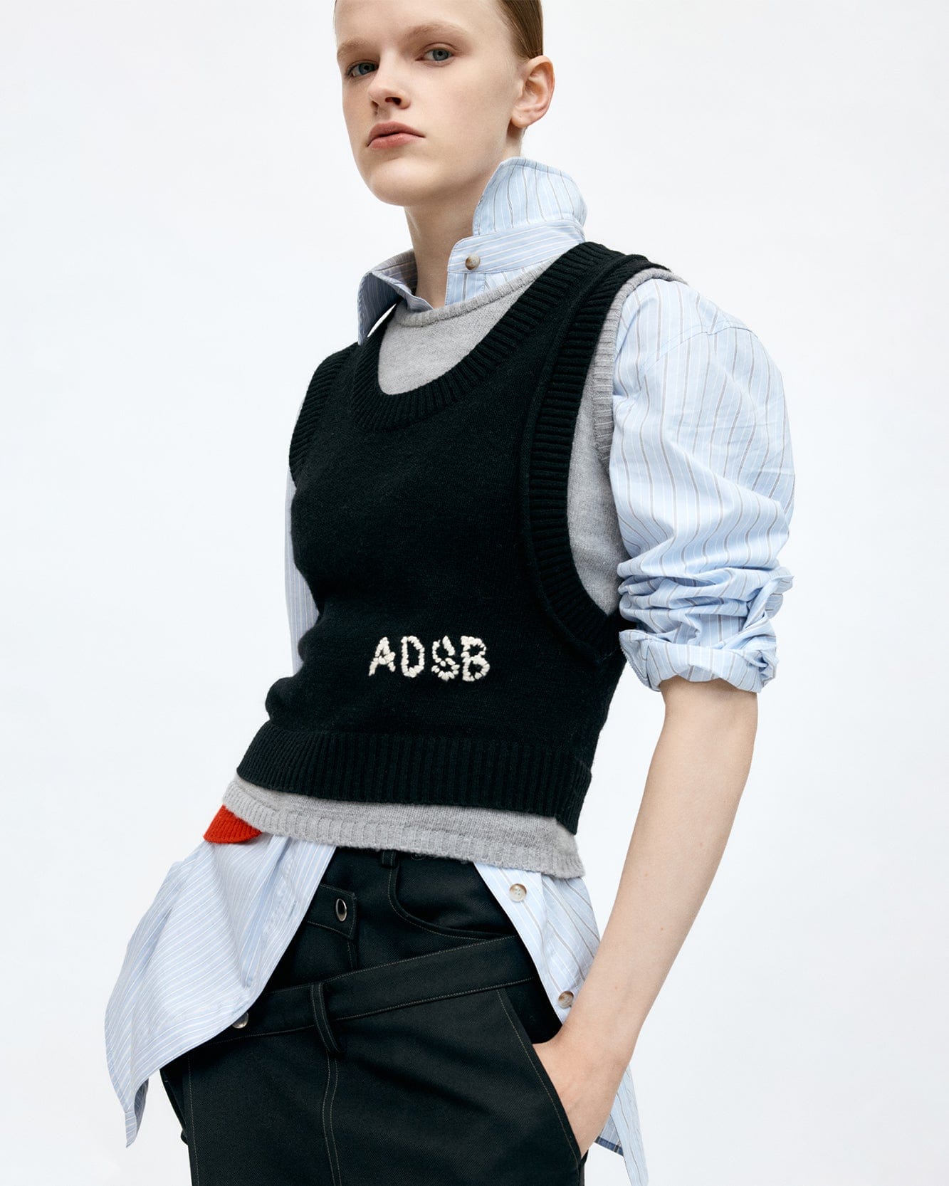 기타 TRES LAYERED SLEEVELESS TOP atb1394w(BLACK)