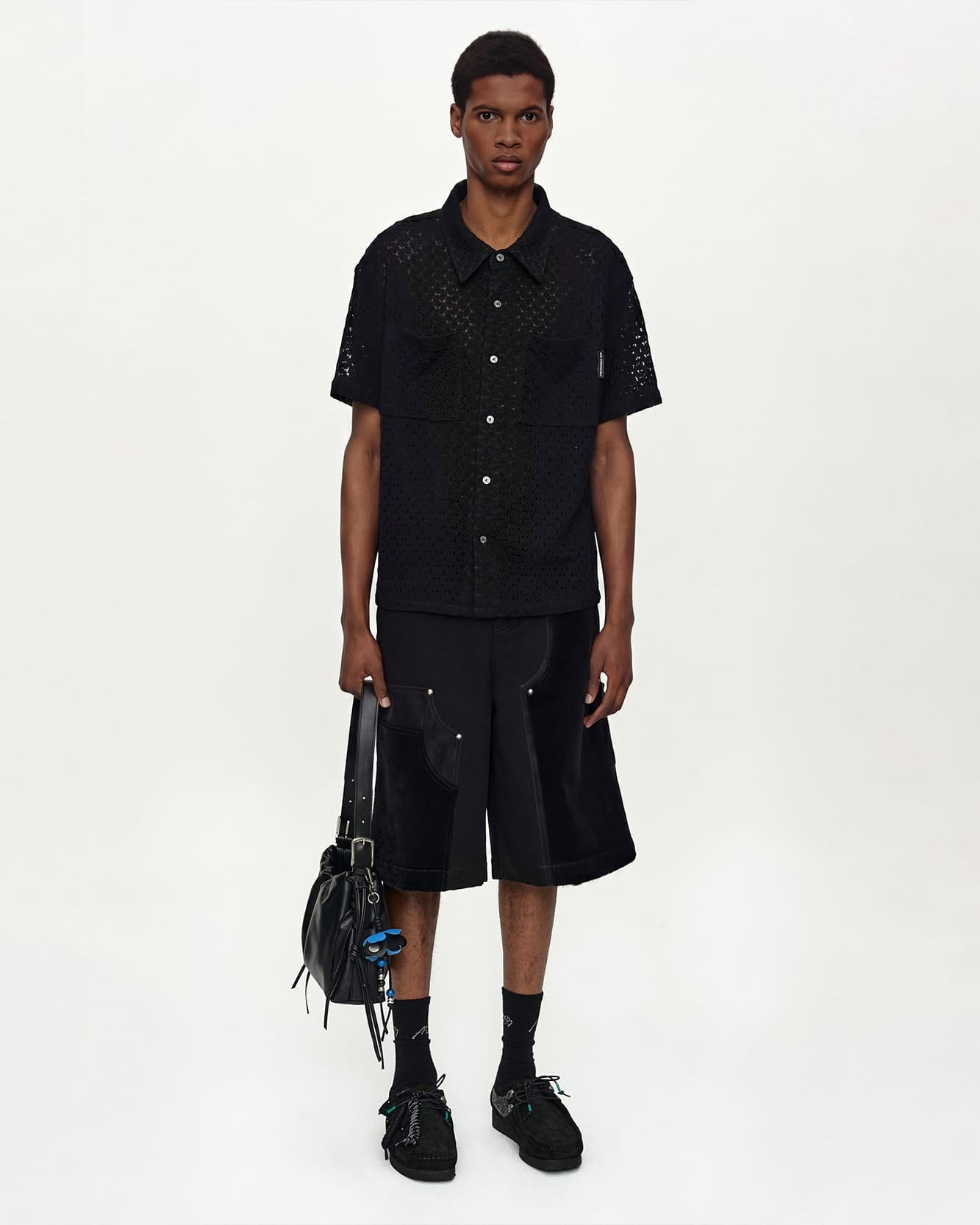 ブラック　トップス　TシャツBELLUMORE elegance TRES SHEER KNITTED SHIRT atb1448m(BLACK) – Andersson Bell