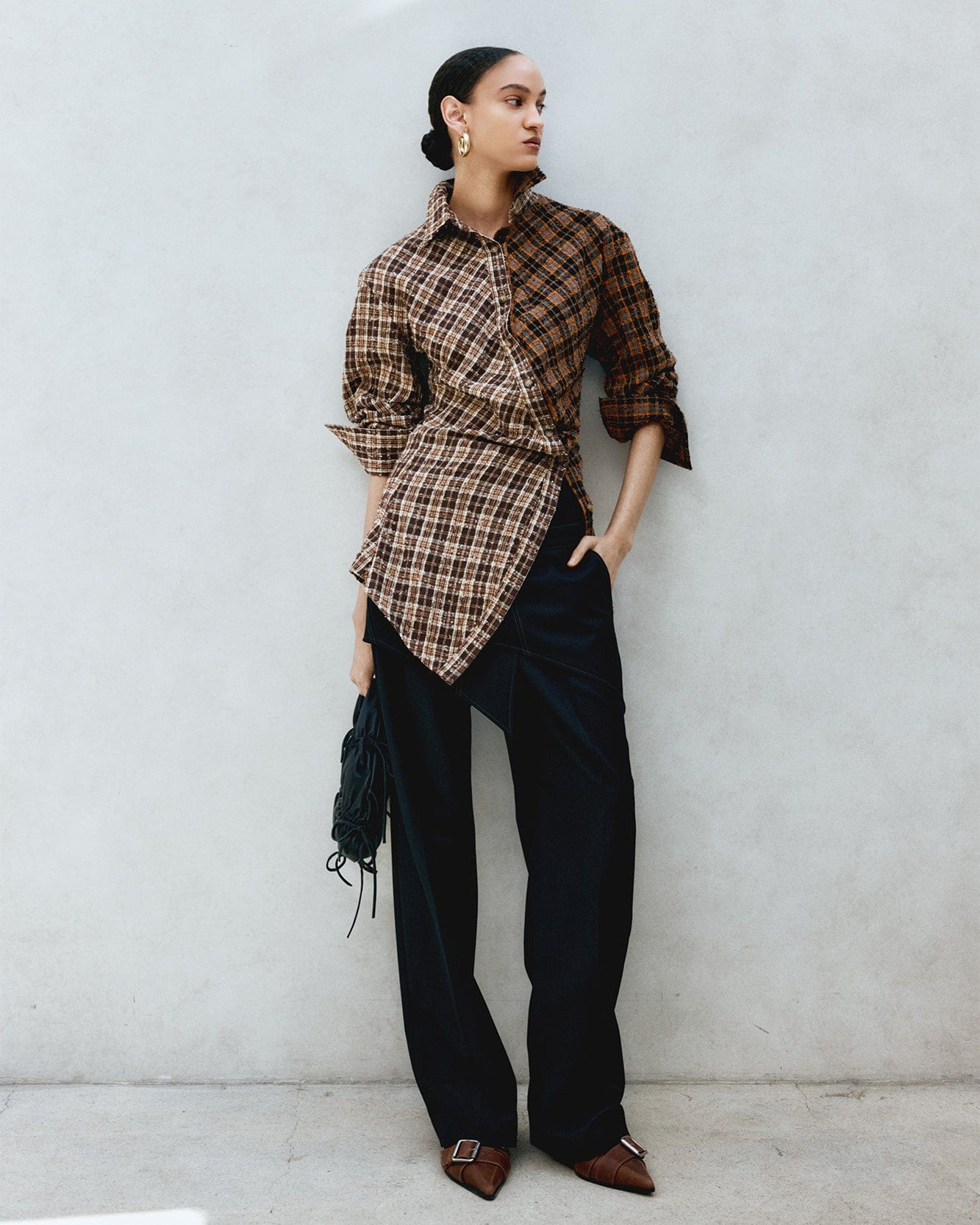 기타 TWIST CHECK SHIRTS atb1361w(BROWN)