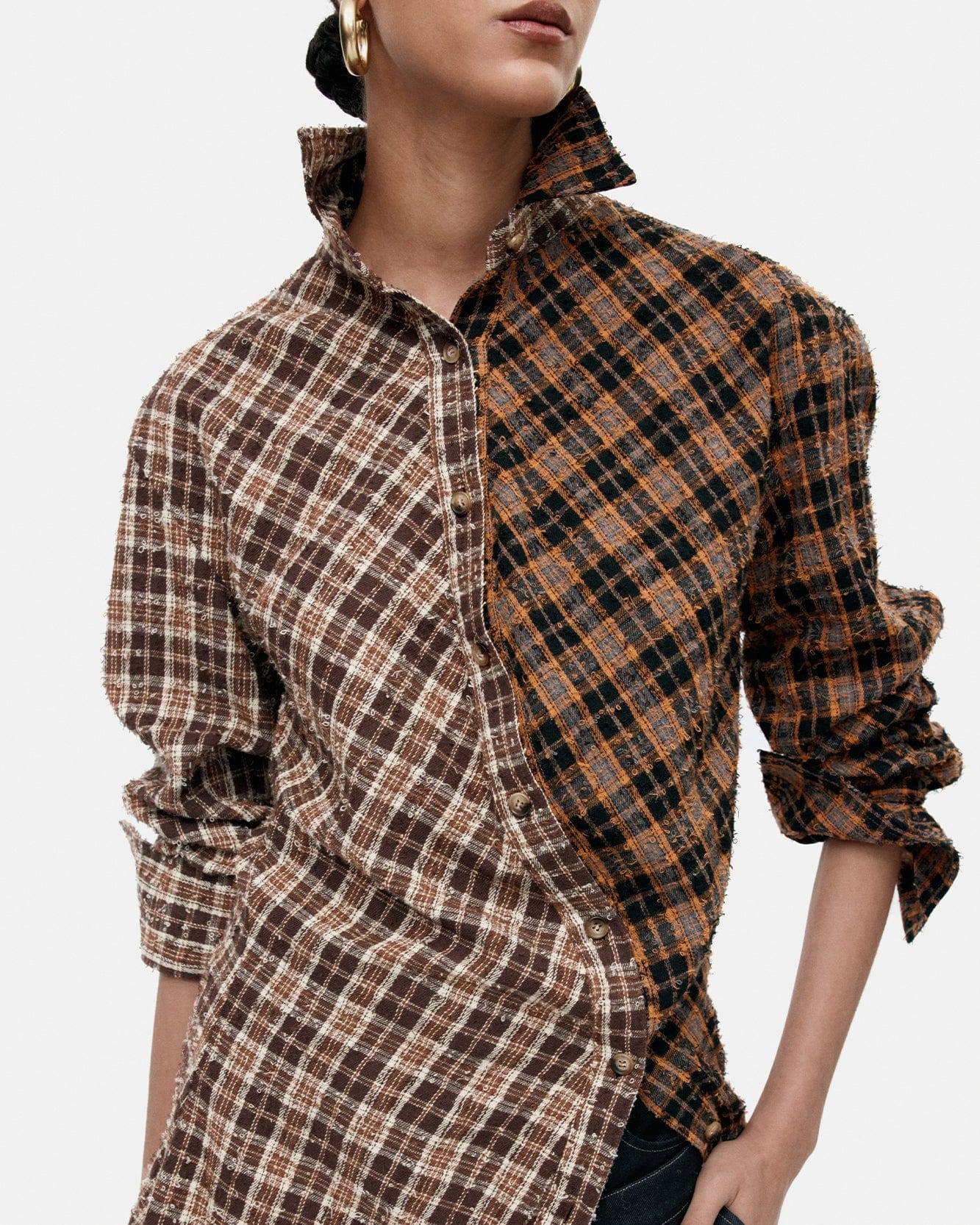 기타 TWIST CHECK SHIRTS atb1361w(BROWN)