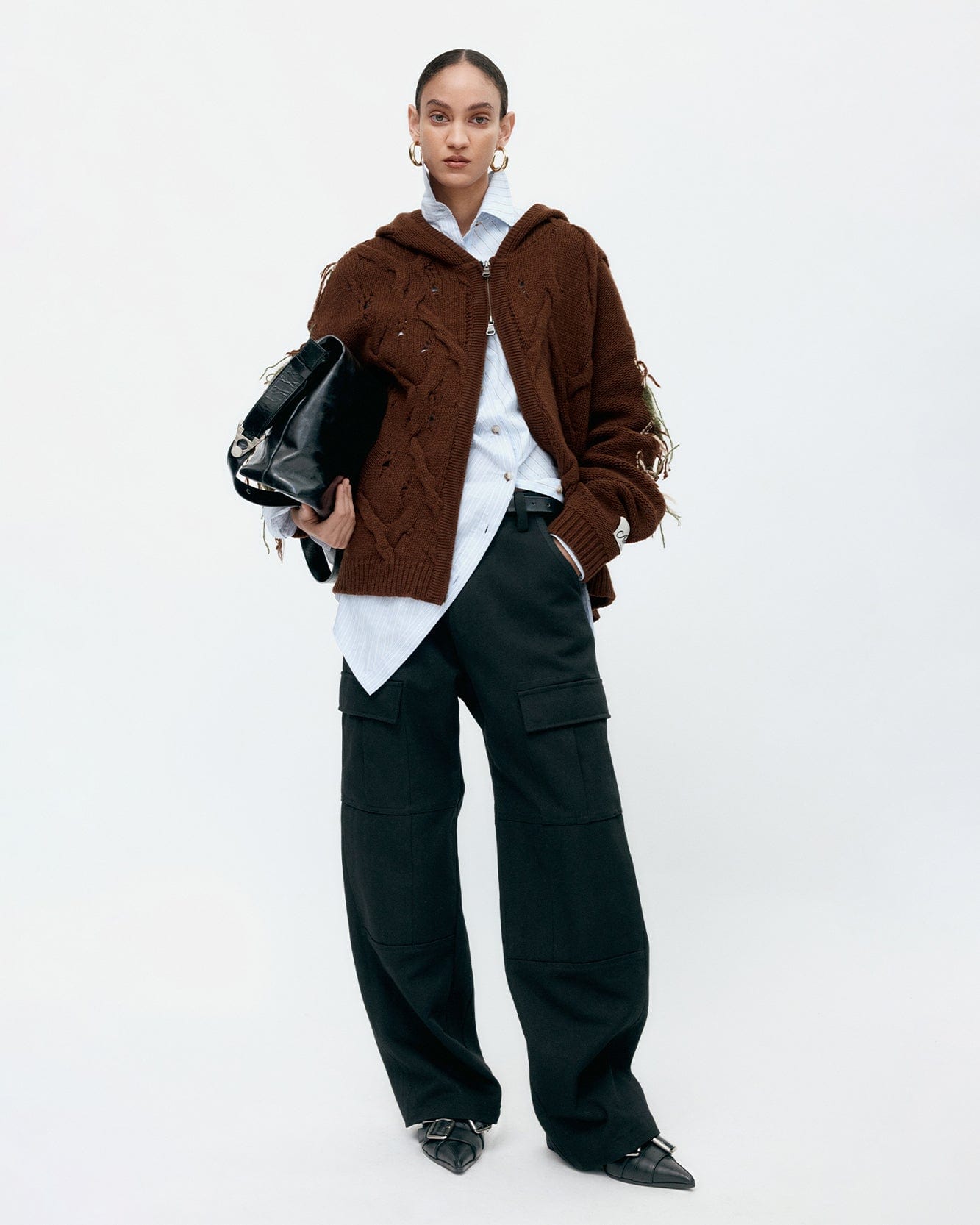 기타 UNISEX ARGYLE FISHERMAN HOOD ZIP-UP atb1347u(BROWN)