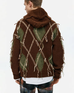 기타 UNISEX ARGYLE FISHERMAN HOOD ZIP-UP atb1347u(BROWN)