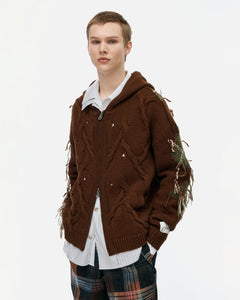 기타 UNISEX ARGYLE FISHERMAN HOOD ZIP-UP atb1347u(BROWN)