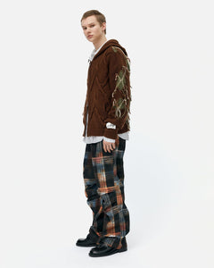 기타 UNISEX ARGYLE FISHERMAN HOOD ZIP-UP atb1347u(BROWN)